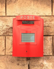 Red Mailbox Close Up in Rome, Italy