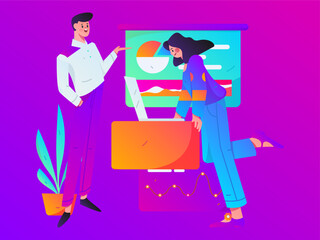 Business People Flat Vector Concept Operation Hand Drawn Illustration

