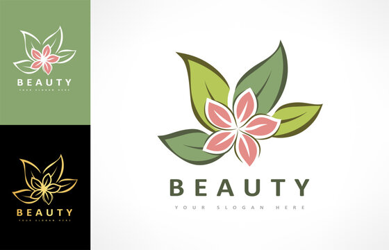 Spa salon logo vector. Flower and leaves design.