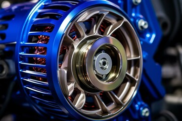 Fototapeta na wymiar Close-up of recently manufactured automobile alternator. Generative AI