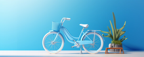 Fototapeta premium electric bicycle against blue background. copy space