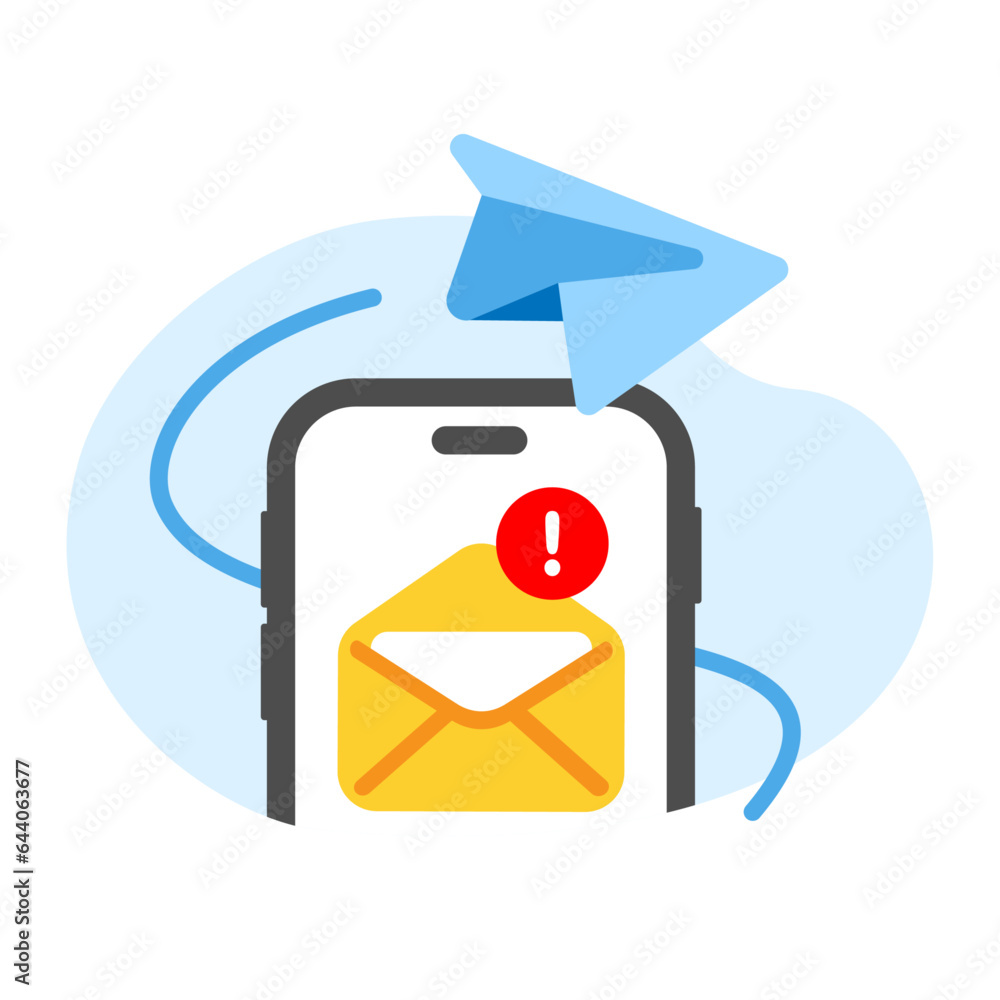 Poster new message has been send on smartphone concept illustration flat design vector eps10. simple, moder