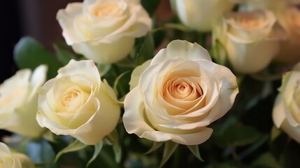 Beautiful white rose with water droplets on the petals. Mother's day concept with a space for a text. Valentine day concept with a copy space.