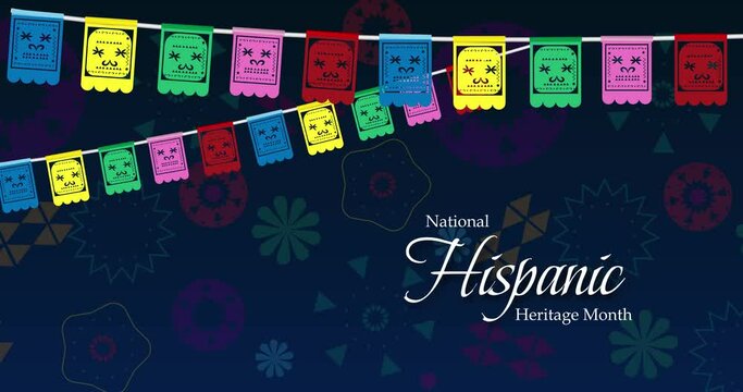 Hispanic National Heritage Month in September and October. Hispanic and Latino culture. Latin American animation 4k