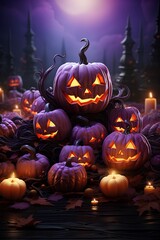Purple halloween pumpkin, happy halloween