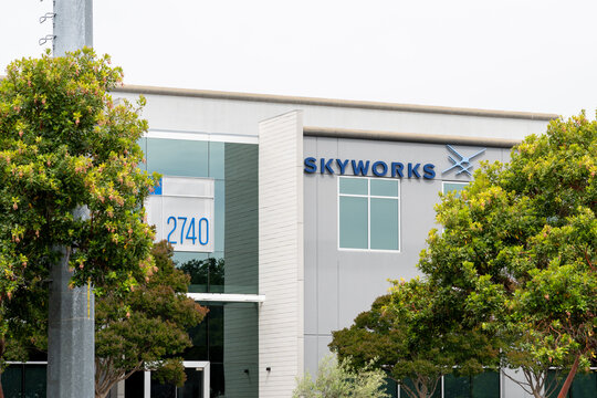 Skyworks office in San Jose, California, USA on June 10, 2023.
Skyworks is an American semiconductor company. 
