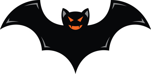 scary black bat vector icon