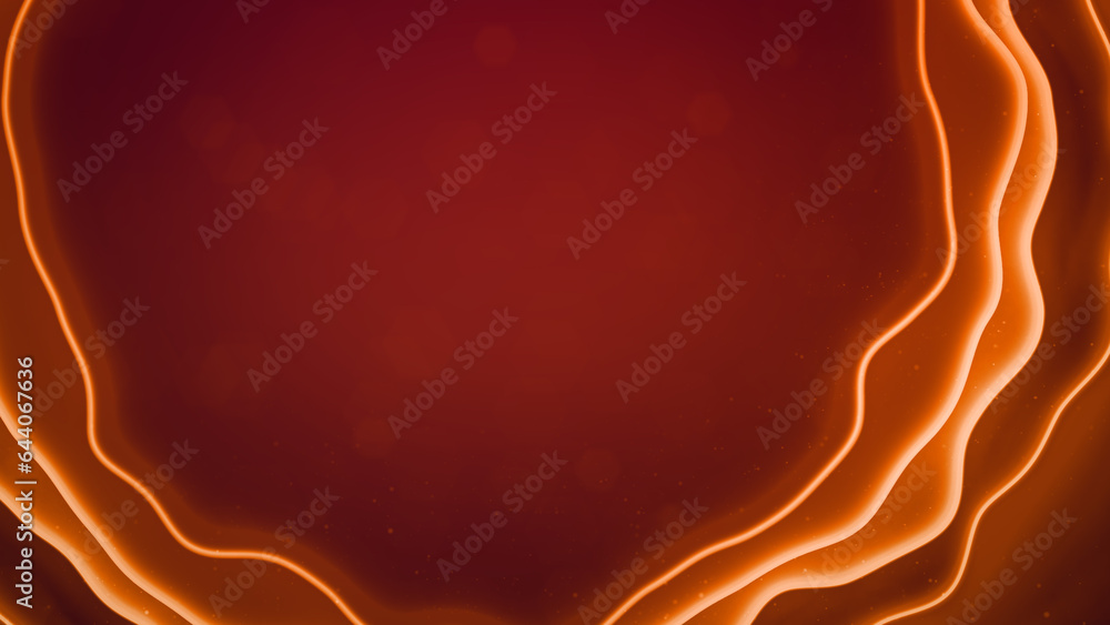 Aufkleber warm red - orange winking curved forms - abstract 3d rendering