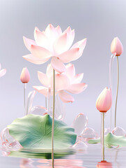 Dreamy Pink Lotus Flowers on Water