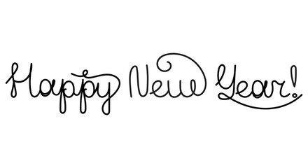 Happy New Year hand lettering calligraphy isolated on white background. Vector holiday illustration element