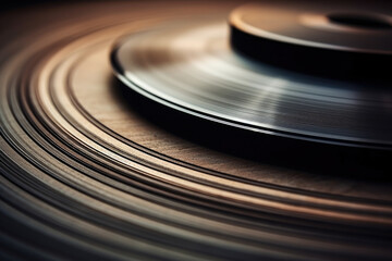 A Captivating Close-up of Intricate Textured Grooves on a Vinyl Record