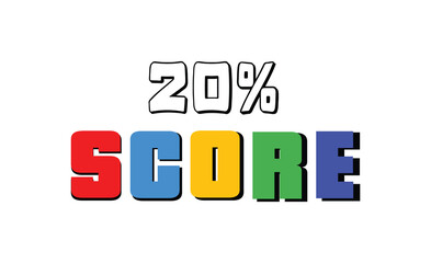 20 % Score sign designed modern style to catch the eye with color various combination. Point Vector illustration isolated white background. 