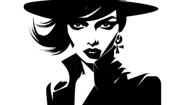Garota m&aacute;, mulher tatuada de gangster legal, logotipo, &iacute;cone, fundo branco