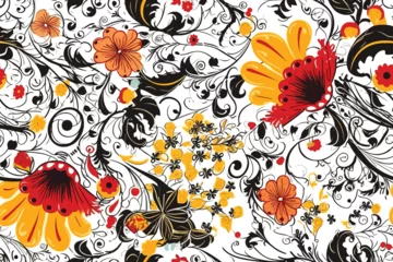 Schilderijen op glas Abstract Elegance seamless floral pattern. Beautiful flower vector illustration texture, Vector Art Illustration.  © Jahid CF 5327702