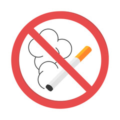 No smoking icon, vector sign of burning cigarette