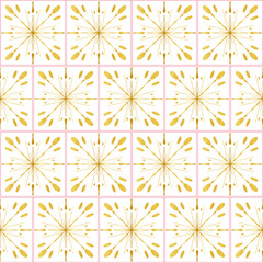 Abstract golden star kitchen tiles with fine soft vintage pink lines