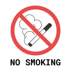 No smoking icon, vector sign of burning cigarette