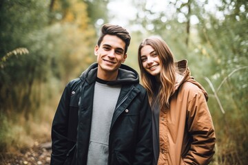 Fototapeta premium shot of a young couple living in the outdoors