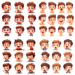 kid child expression vector illustration set bundle cartoon style generated by ai