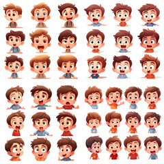 kid child expression vector illustration set bundle cartoon style generated by ai