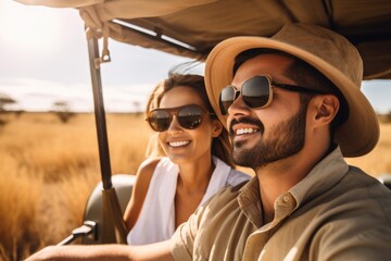 shot of a young woman enjoying a safari tour with her husband