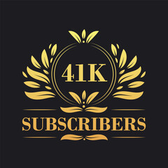 Obraz premium 41K Subscribers celebration design. Luxurious 41K Subscribers logo for social media subscribers