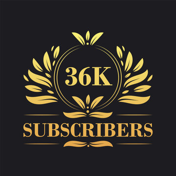 36K Subscribers celebration design. Luxurious 36K Subscribers logo for social media subscribers