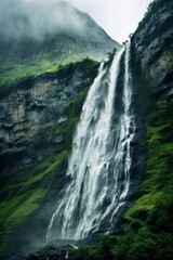 Fototapeta na wymiar A mountain waterfall