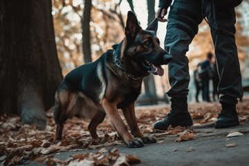 shot of a dog assisting a police officer on the job
