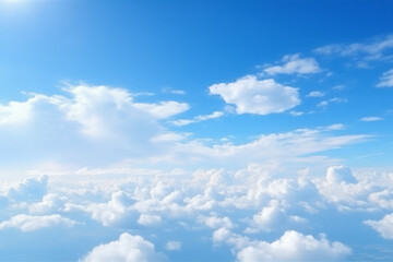 Bright blue sky above the cloud background