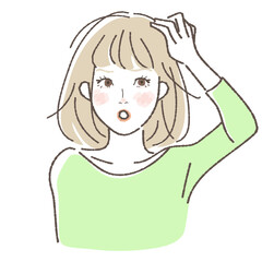 髪トラブル　女性のイラスト