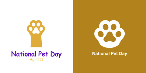 Pair of Minimalist National Pet Day celebrated in April 11 Greeting with paws. Vector Illustration. For social media posts, cards, posters, templates.

