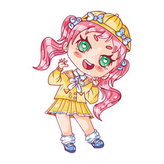 Vector Cartoon Chibi girl Character isolated illustration