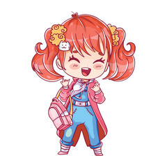 Vector Cartoon Chibi girl Character isolated illustration