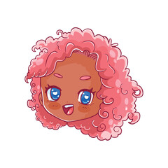 Vector Cartoon face Chibi girl Character isolated illustration