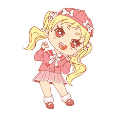 Vector Cartoon Chibi girl Character isolated illustration