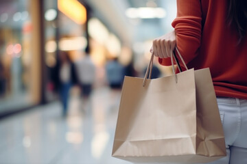 Female hands holding shopping bags