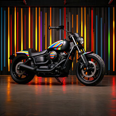 Fototapeta na wymiar motorcycle on a colorful black background