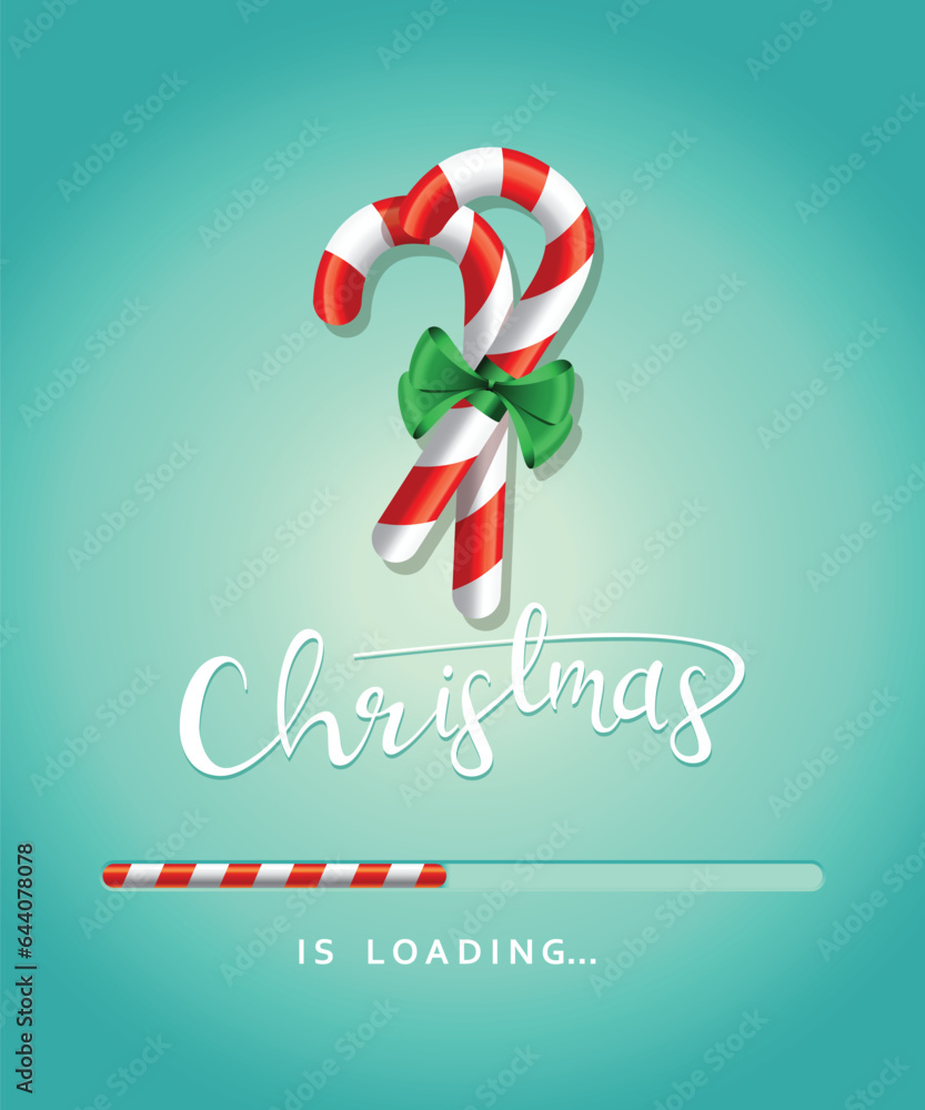 Poster christmas is coming banner design with loading bar as count down. vector illustration.