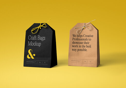 Two Craft Paper Bags Mockup
