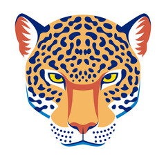 Vector Colorful Jaguar Head Illustration Icon Isolated