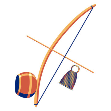 Vector Cartoon Birimbau And Caxixi Illustration Isolated