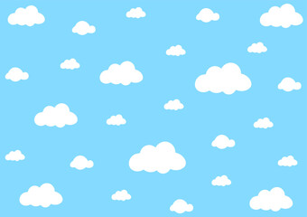 Blue sky with clouds, vector seamless background.Cloudscape in the blue sky, white illustration cloud