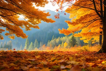 autumn forest in the morning