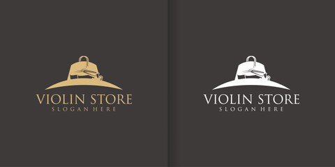 Fototapeta na wymiar Violin Viola Fiddle Cello bass Contra bass music instrument silhouette logo design inspiration