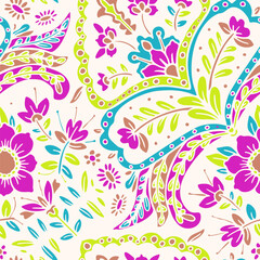 Fototapeta na wymiar Seamless pattern with multicolor Paisley print. Vector illustration