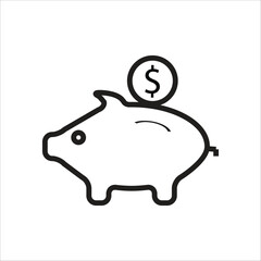 piggy bank vector icon line template