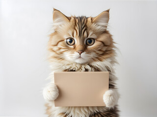 Tailored Feline Greetings: Copy Space with a Fluffy Cat. Generative ai