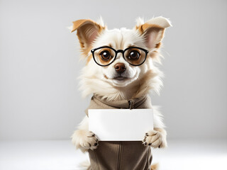 Paws and Proclamation: Adorable Chihuahua with Sign. Generative ai