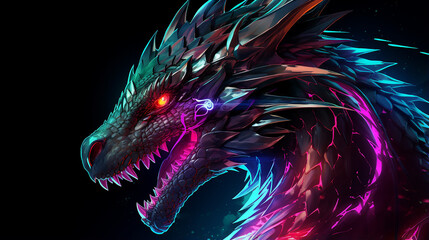 Drag&atilde;o neon papel de parede